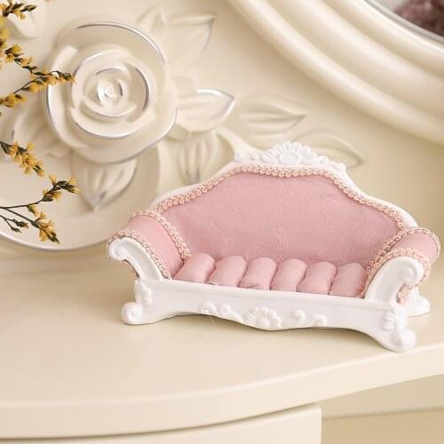 Ring Slots Sofa Stand Holder Showcase Jewelry Photo Prop Wedding Resin Pink
