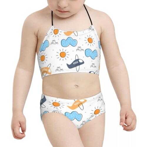 2021 anime Kid Girls Swimsuit Children Print Bandage Seamless Pattern Bikini Wholesale Brand Baby Girl Swimming Suit