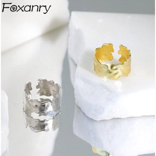 Foxanry Minimalist 925 Engagement Rings for Women Couple Trendy Irregular Geometric Handmade Party Jewelry Valentines day Gifts