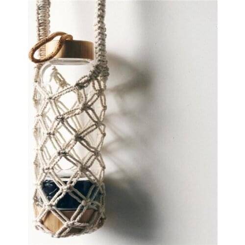 Macrame Water Bottle Holder Reusable Carrier Macrame Bottle Holder Long Strap