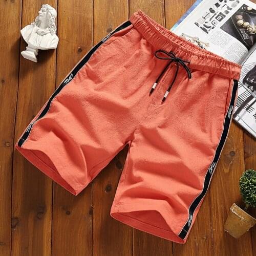 Mens Casual Shorts Summer Cotton Straight Black Shorts for Men Gym Sport Shorts Drawstring Knee Length Korean Style Shorts Male