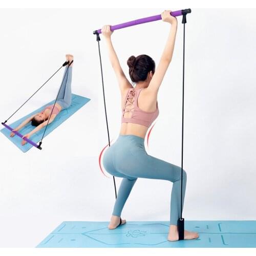 Elastic Bands Yoga Pilates Bar Kit Body Abdominal Resistance Rope Puller Yoga Rally Rod Pilates Stick Fitness Bar Gym Workout