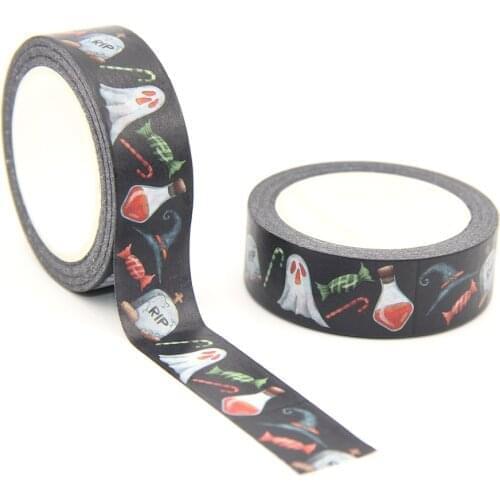 NEW 1PC 15MM*10M Halloween Poison, Hat, Tomb Washy Tape DIY Scrapbooking Paper Photo Album Adhesive Masking Tape