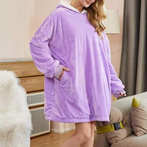 2021 Newst Fleece Blanket with Sleeves Wearable Hooded Pockets Blanket