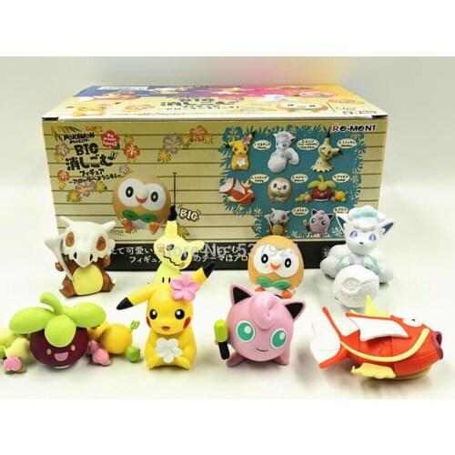 New 8Pcs Pikchu Vulpix Mimikyu Rowlet Cubone Clefairy Magikarp Bounsweet 5CM PVC Action Figure Toy