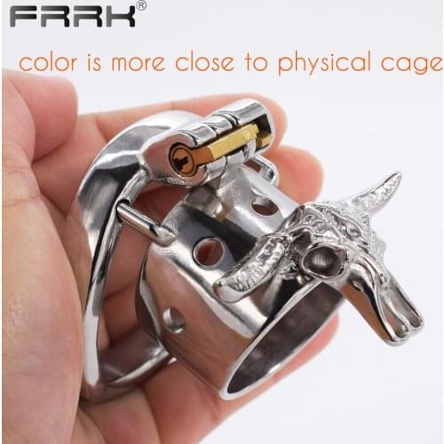 Open Penis Rings Bull Head Skeleton Male Chastity Device Metal Cock Cage BDSM Bondage Belt Naughty Sissy Sex Toys for Men