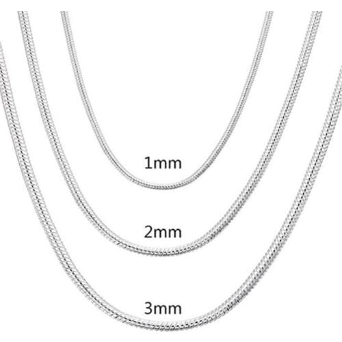 925 Sterling Silver 1MM/2MM/3MM Snake Chain Necklace For Men Women Fashion Wedding Engagement Jewelry 16-30 Inch
