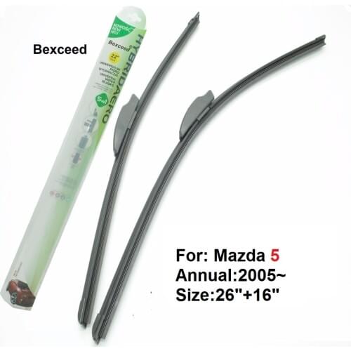 New High Quality Bexceed of rubber flat car wiper blade for Mazda 5 .(26"+16") 1 Pair 2005