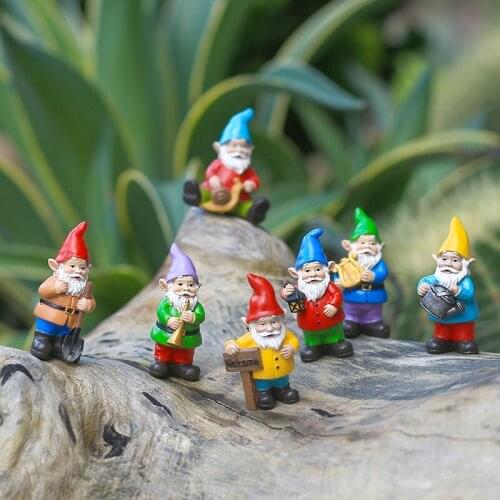 Christmas Decoration Gifts Seven Dwarfs Figurines Gnome Statue Mini Garden Flower Pot Micro Landscape Decorations Accessories