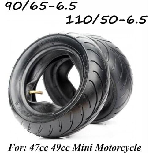 90/65-6.5 Tires With Bent-Valve Inner Tube for 47-49Cc Pocket Dirt Pit Bike Mini Motorcycle 110/50-6.5 Tyre Replacement Parts