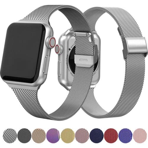 Slim Bracelet for Apple Watch Band 44mm 42mm 40mm 38mm Correa Women Metal Strap for iwatch Series 6 se 5 4 3 Accessories