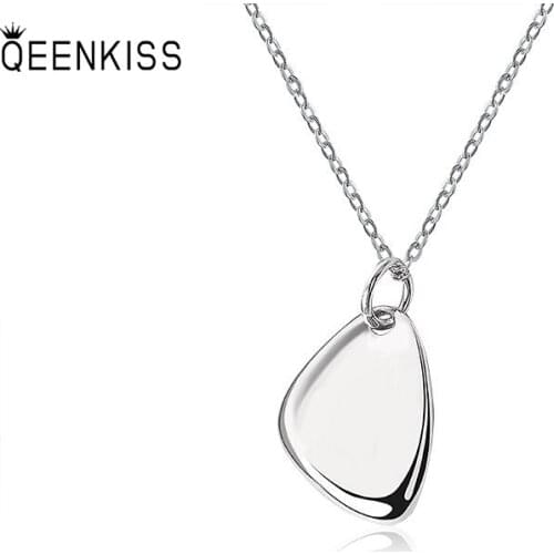 QUEENKISS NC651 Jewelry Wholesale Fashion Lady Girl Birthday Wedding Simplicity Irregular 18KT Gold White Gold Pendant Necklace