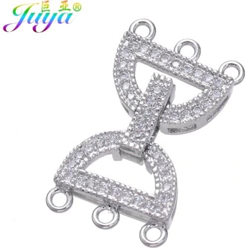 Juya DIY Women Natural Stone Pearls Jewelry Making Components Cubic Zirconia Metal Fastening Buckle Clasps Accessories Supplies