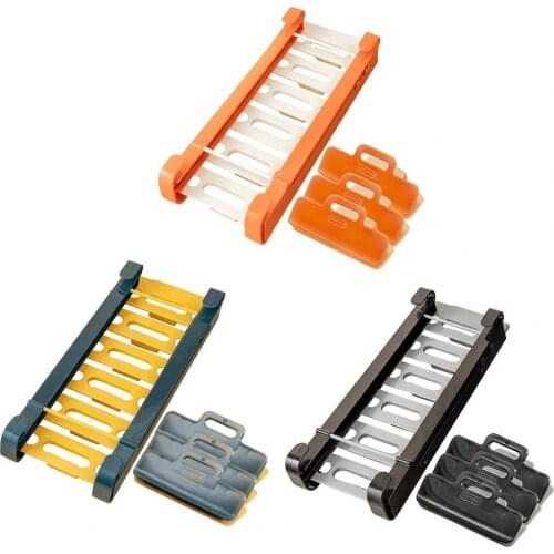 1 Set Multi-functional Fridge Drawer Organizer Retractable Space Saving PP Plastic Refrigerator Rail Rack Hanger for Kitchen