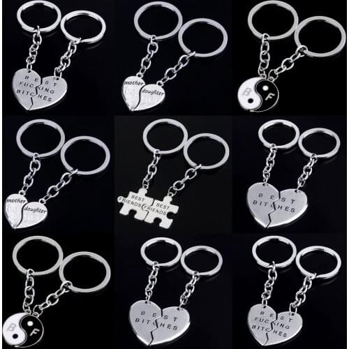 2 Pieces keyrings Puzzle Friendship Jigsaw Charm Pendant Keychains Best Friend Key Rings Gifts BFF Jewelry Women Accessories Hot