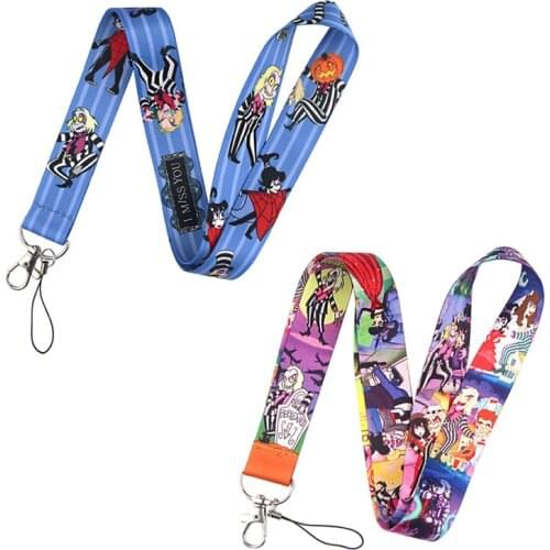 24pcs Tim Burton horror movie Keychain Lanyards Id Badge Holder ID Card Pass Gym Mobile Phone Badge Holder Strap webbings ribbon