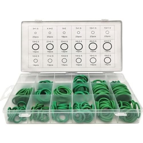 279PCS/Set Universal O-Ring Assortment, 18 Sizes, Rubber NBR O-Ring Gasket Ring Assortment Kits with Box for Repair, Green