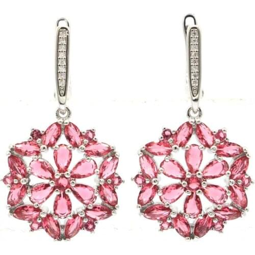 40x24mm Multi Color Sunbird Created Aquamarine Tourmaline Tanzanite Violet Tanzanite CZ Silver Earrings Briday Gift