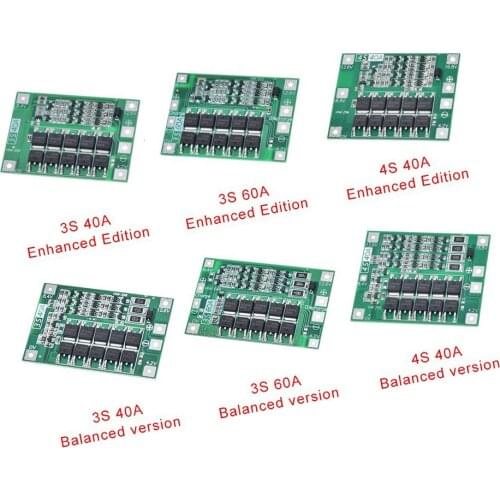 3S 4S 40A 60A Li-ion Lithium Battery Charger Protection Board 18650 BMS For Drill Motor 11.1V 12.6V/14.8V 16.8V Enhance Balance