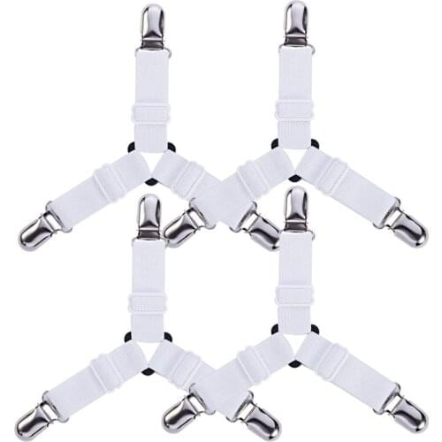 4X 3-Way Adjustable Bed Sheet Holders Triangle Bed Sheet Clips Elastic Fasteners Grippers Braces Metal Clips Sheet Mattress Corn