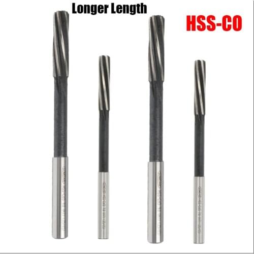 8mm 10mm 12mm Cutting Dia HSS-CO 6 Flutes H7 Longer Length Straight Shank Machine Rotating Tool Milling Cutter Chucking Reamer