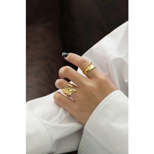 925 Sterling Silver Irregular Wave Rings Trendy Simple Geometric Handmade Jewelry for Women