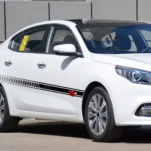 2pcs Car Side Stickers For KIA K4 K6 Auto Accessories Car Side Stripes Skirts Graphics Full Auto Body Decals