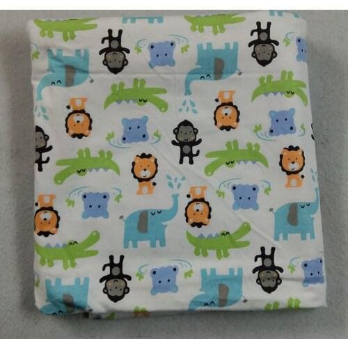 50x105cm Amazing Monkey Crocodile Lion 100% Cotton Flannel Fabric for Children Sleepwear Baby Blanket, Pajamas, Brushed Cloth, C