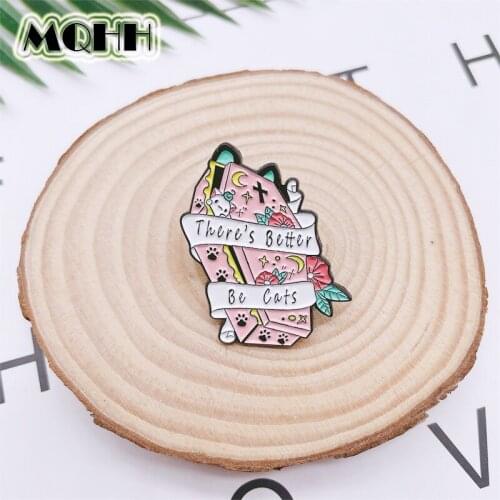 Cartoon Punk Pink Skeleton Coffin Pin Flower Ribbon Star Moon Dog Paw Enamel Brooch Clothes Bag Accessories Woman Jewelry Gift