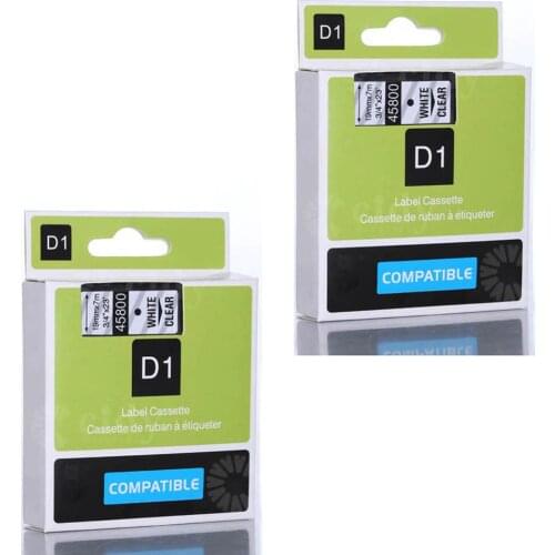 Label World 45800 label tape Black on clear ribbon Compatible for Dymo D1 printer 45800 19mm label tapes 2PACK