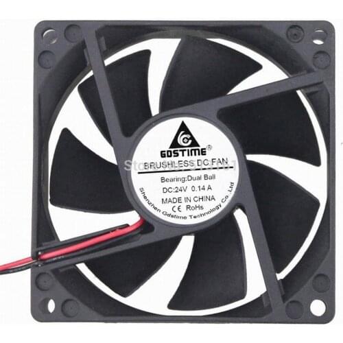 Gdstime 8cm 80mm x 80mm x 25mm 24V 2Pin 8025 Ball Bearing DC Brushless Cooling Fan 80mm