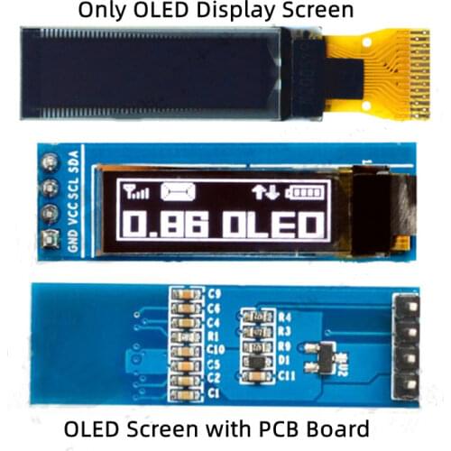 0.86 inch 14PIN/4PIN White OLED Display Screen (Board/No Board) SSD1316 Drive IC 96*32 I2C Interface
