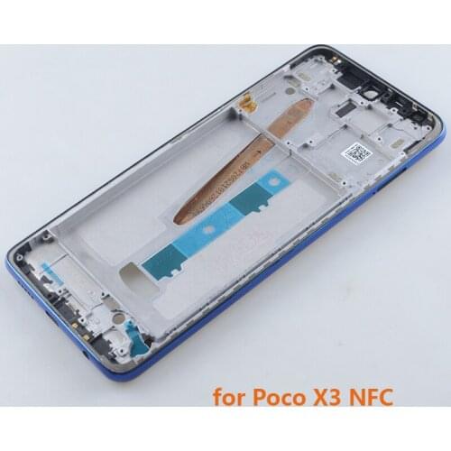 1 Piece Original Replacement For Xiaomi Pocophone Poco X3 NFC Global Blue Housing Front Middle Screen Frame Bezel