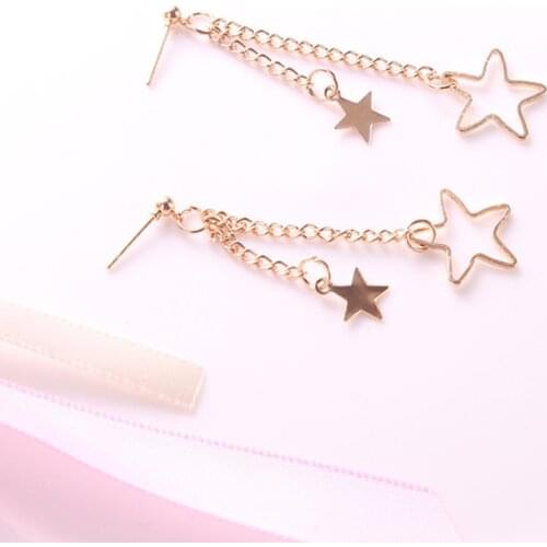 Punk Hot Sale Earrings 2020 Fashion New Earrings Gold Simple Wild Star Fringe Ms. Earrings Long Wholesale Sales