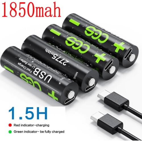 CES AA USB battery 1.5V 2775mwh li-polymer li-po usb rechargeable lithium li-ion battery usb AA 1850mah
