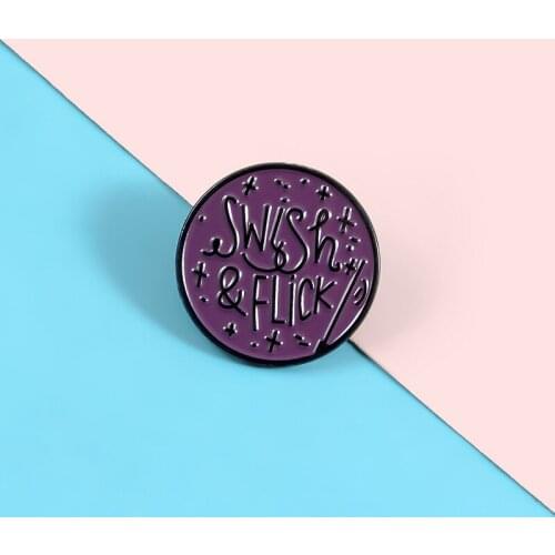 Cartoon Punk Round Purple Stars Enamel Brooch Pin Sweet Woman Jewelry Clothes Bags Accessories Customized Gifts For Friends