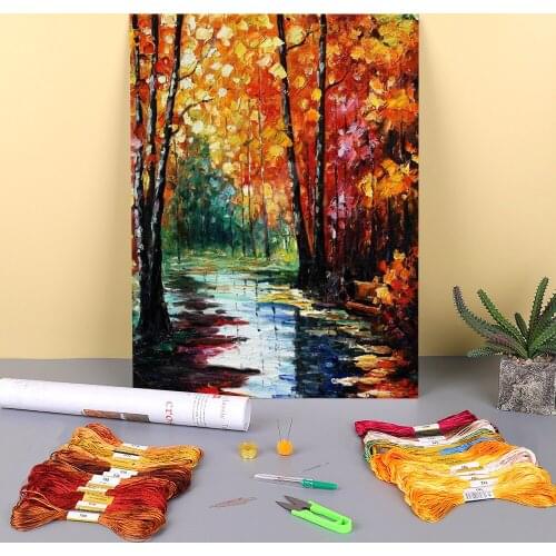 The Rain Has Passed Pre-Printed 11CT Cross Stitch Embroidery Set DMC Threads Knitting Handicraft Hobby Handiwork Design Sales