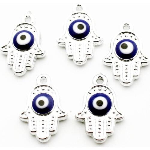Mix 20pcs/lot Hand eye plastic dangle charms silver alloy lobster clasp charms for glass momery floating pendant lockets