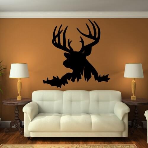 Cartoon Deer Head Wall Sticker Office Living Room Large Buck Fawn Animal Head Wall Decal Nursery Kids Room Vinyl Home Decor