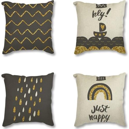Nordic Style Cushion Cover Gray Gold Decorative Pillows Geometric Linen Cushion Cover For Sofa Car Home Decor Throw Pillow Case