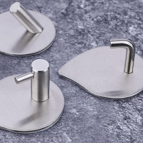 Stainless Steel Wall Hook Self Adhesive Sticky Kitchen Home Bathroom Wall Door Hook Coat Hook Rustproof Hook Hanger For Kitchen