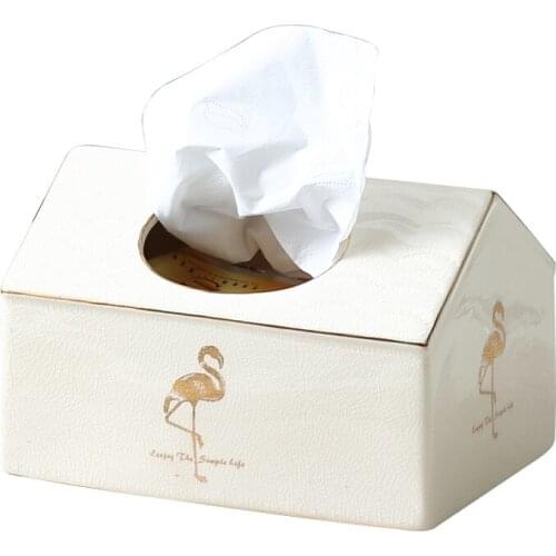 Nordic household tissue box creative home decoration ornaments small house ceramic tissue box napkin box