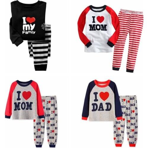 Newest Boys Girls Love MOM And DAD Pijamas Cotton Nightwear Clothing Kids Pajamas Children Sleepwear Baby Pajamas Sets