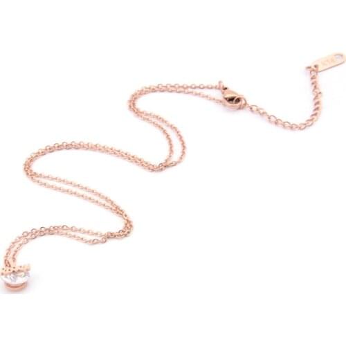 Rose gold necklaces womens luxury large Zircon pendant necklace stainless steel fashion necklace jewelry on the neck wholesale
