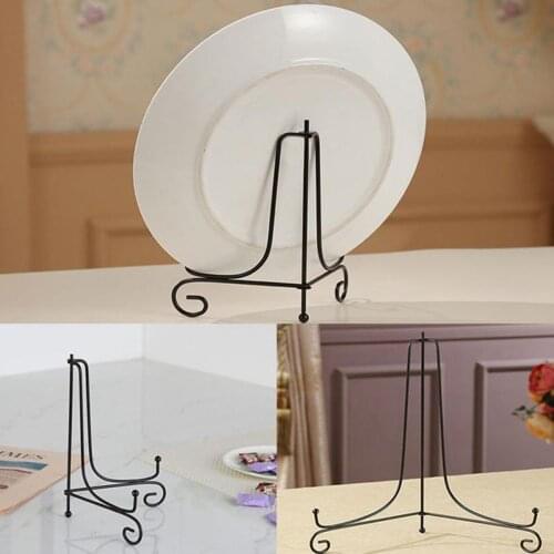 Home Decoration Bowl Picture Frame Photo Pedestal Art Easel Black Iron Display Stand Plate Rack