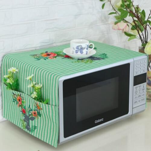 Double Pockets Microwave Oven Cover Cotton Polyester Fabric Dust Proof 35 x 100 cm 11 Colors Available Free Shipping