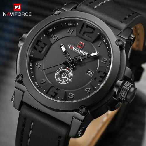 Relogio Masculino NAVIFORCE Men Watch Sport Waterproof Mens Watches Military Army Business Leather Band Quartz Male Clock 9099