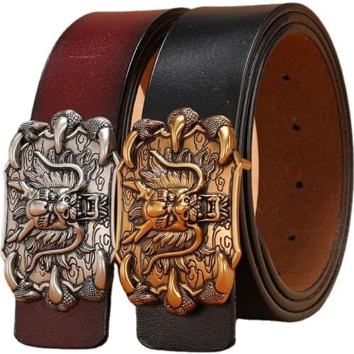 New Mens Belt Vintage Personality Belt Male Leather Youth Smooth Buckle Pure Leather Jeans Men Belt Luxury Designer