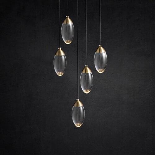 Crystal ball luxury dining chandelier creative copper post-modern restaurant table lamp stairwell crystal chandelier