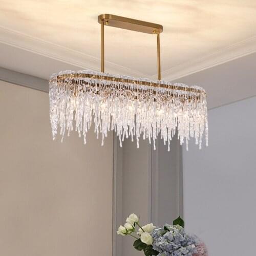 Light luxury crystal lamp villa living room chandelier Nordic post-modern restaurant lamp creative simple bedroom lamp
